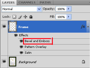 Bevel and Emboss in the Layers Palette