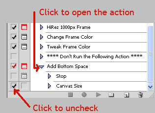 Turning off the Add Bottom Space Action