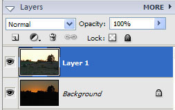 Layers Window after pasting the field image
